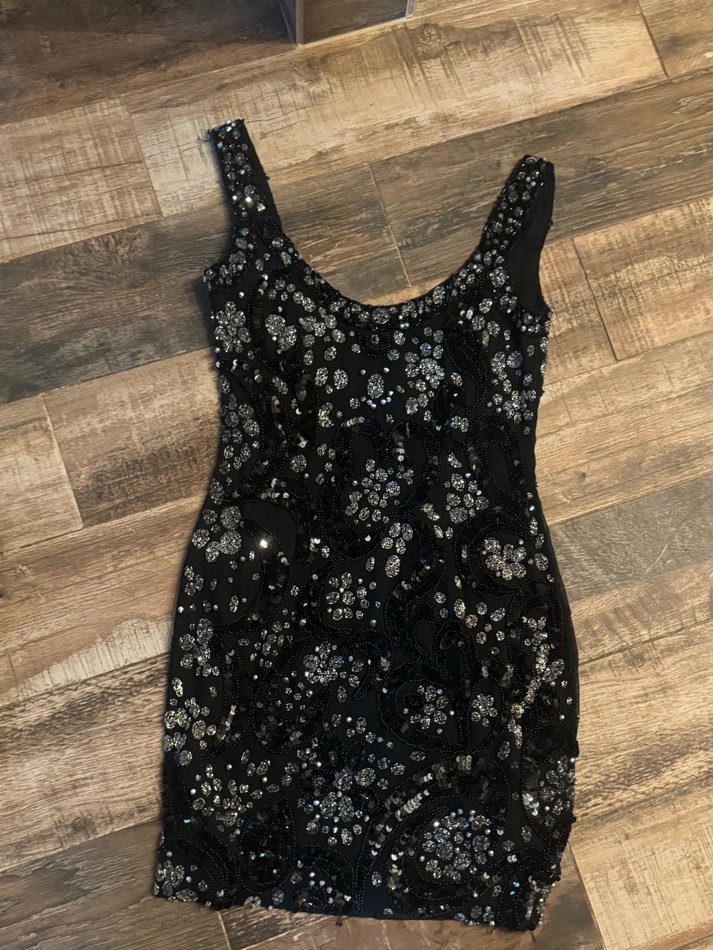Black Tie Oleg Cassini Sequin Embellished Mini Dress